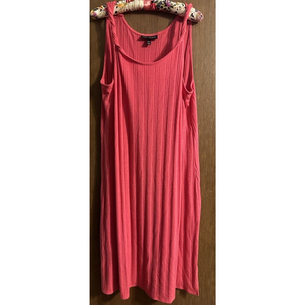 Lane Bryant Ribbed Twisted Strap Pink Sleeveless Midi Dress - Size 18-20 slit